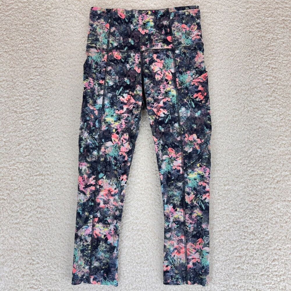 Lululemon Wunder Under Crop HR 21" Size 2 Running Gym Yoga Leggings Pockets